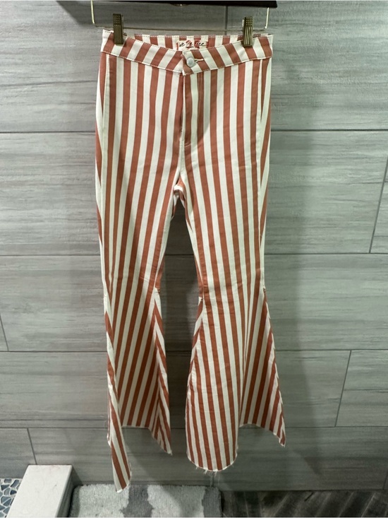 Free People Pants - NWOT Free People Float on Flare orange and white striped pants bell bottoms